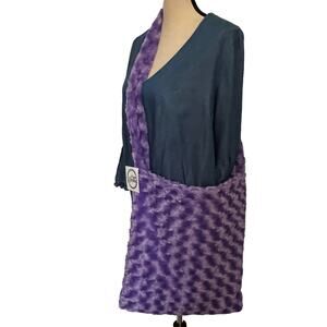 Aspyn Grove Minky Crossbody Tote Bag Y2K Indie Hobo Plush Soft Shoulder Purple